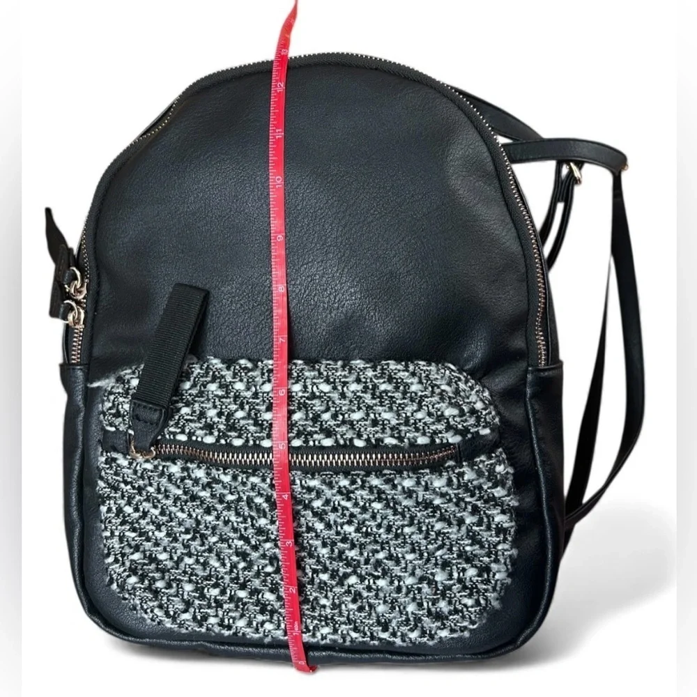Torrid Elegant Black Faux Leather Backpack With Boucle Sweater Front Pocket